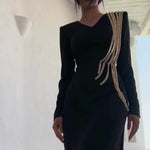 Long Sleeve Chain Maxi Dress