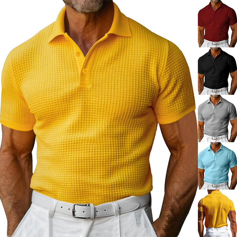 Waffle Short Sleeve Polo Shirt