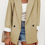 Single Breasted Long Sleeve Temperament Jacket - khaki