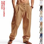 Breathable Cotton Linen Loose Pants - brown