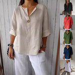 V-neck Long-sleeved Tops - beige