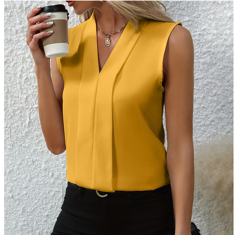 V-Neck Sleeveless Shirt - Yellow