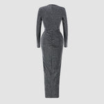 Deep V Long Sleeve Bodycon Maxi Dress