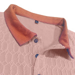 Honeycomb-Texture Contrast Collar Loose-Fit Moisture-Wicking Short-Sleeve Polo Shirt