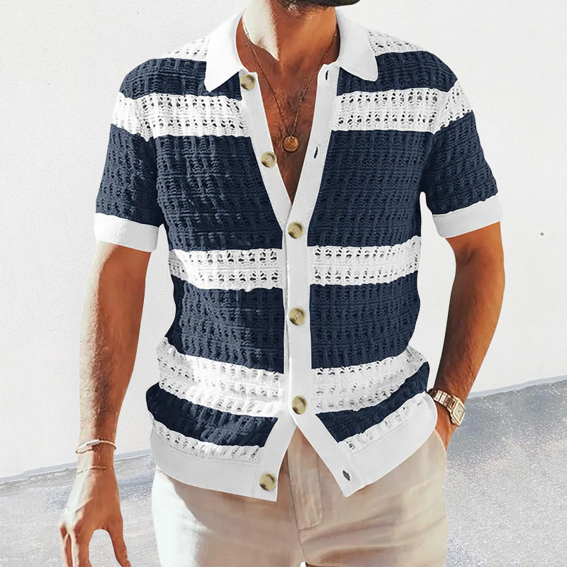 Men's Polo Neck Short Sleeve Shirts - navy blue