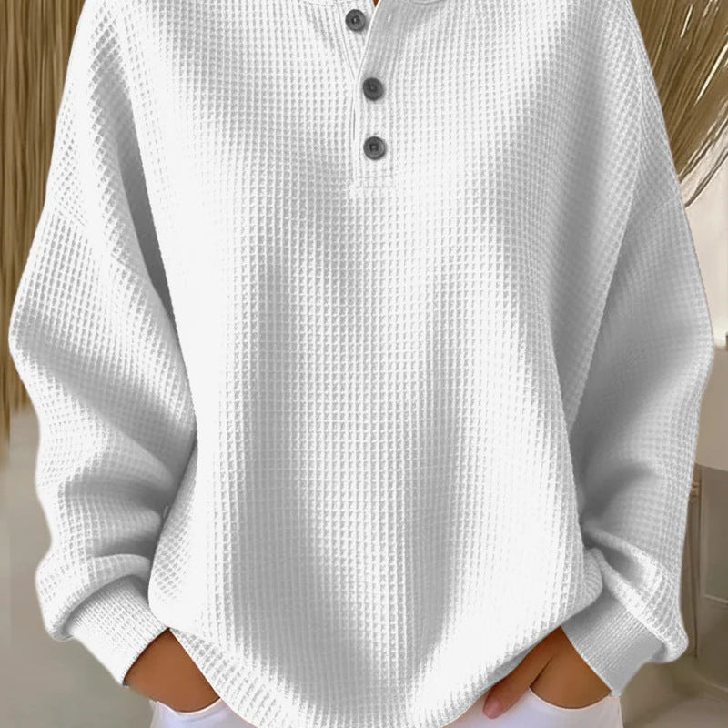 Ins Waffle Long-sleeved T-shirt -white