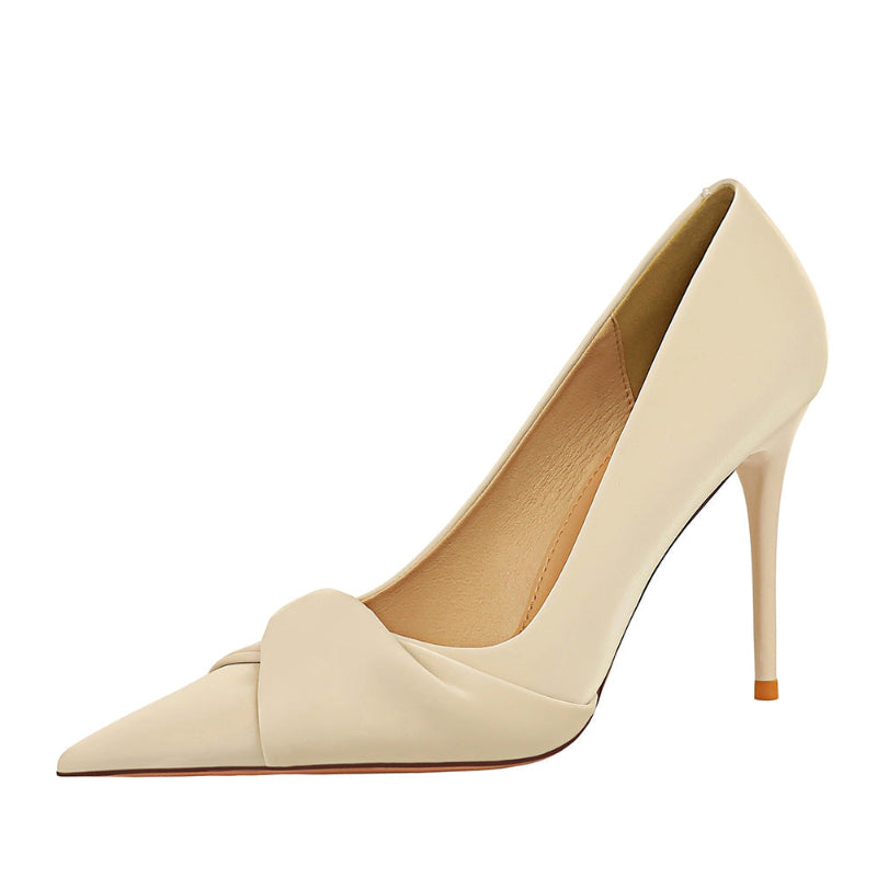 Bow Detail Pointed Toe Stiletto Pumps ✨- beige