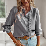 Striped Long Sleeve Shirt - grey