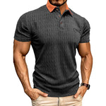Honeycomb-Texture Contrast Collar Loose-Fit Moisture-Wicking Short-Sleeve Polo Shirt - black