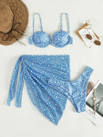 Three-Piece Floral Bikini & Beach Skirt Set