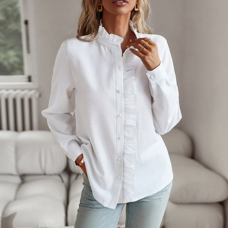 Striped Long Sleeve Shirt - whte