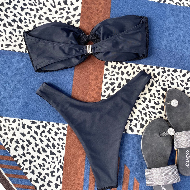 Ring Cutout Tube Top Bikini