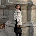 White Floral Pearl Textured Shirt