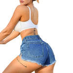 Edgy Distressed Denim Slim-fit Shorts