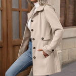 Elegant Single-breasted Mid Length Coat - beige