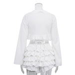 Crop Top With Tie-up Top & High-waisted Tiered Skirt Set