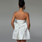 Tube Top Mini Dress With Big Bow - white