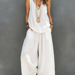 Casual Sleeveless Tank Top And Wide-Leg Pants