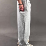 Light Grey Heavyweight Cotton Blend 3D Wide-Leg Sweatpants