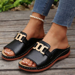 Ins Chain Peep Toe Sandals - black