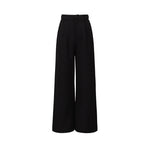 Sleeveless Blazer Vest & Wide Leg Trousers 2 Piece Floral Embroidery Suit Co-ord - black