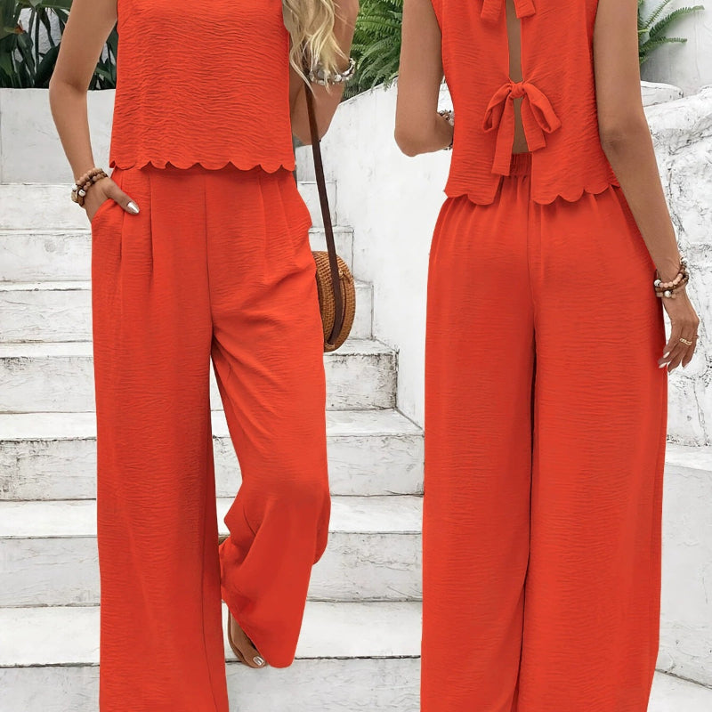 Tank Top Casual Pants Set - red