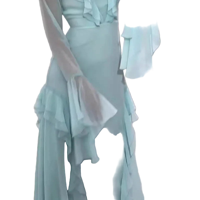 Ruffle Bell Sleeve Maxi Dress