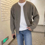 Zip Up Knitted Cardigan - brown