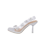 PVC Rhinestone Flowers Slingback Sandals
