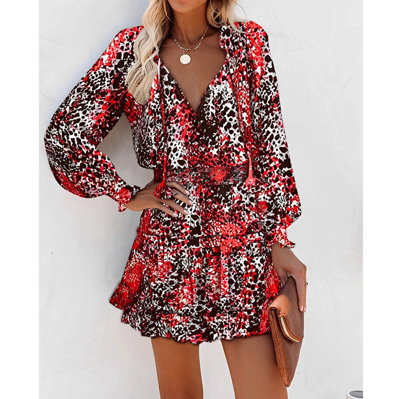 Floral Print Long Sleeve Mini Dress