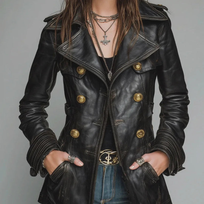 Vintage Black Leather Biker Jacket