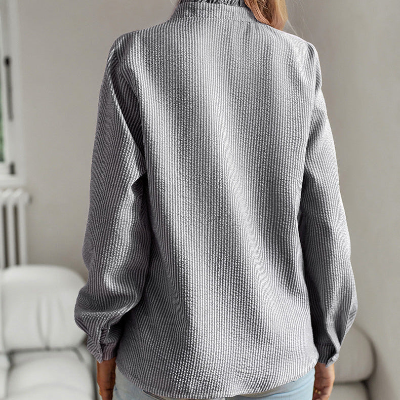 Striped Long Sleeve Shirt = grey