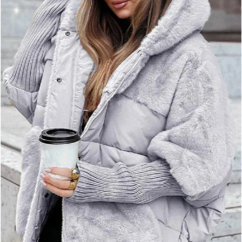 Chic Long Sleeve Hooded Jacket - light grey