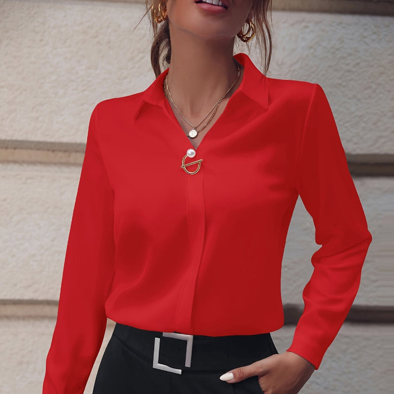 V-neck Long-sleeved Shirts -orange