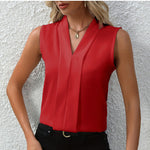 V-Neck Sleeveless Shirt - red
