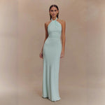 Bodycon Halter Backless Maxi Dresses - light blue