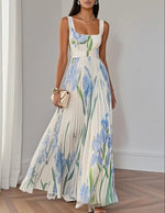 Floral Print Pleated Maxi Dress