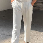 The Architectural Pleated Trouser in Blanc - white