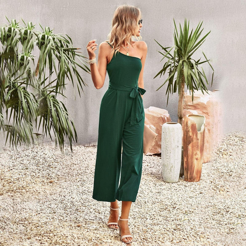 Off-shoulder strapping jumpsuit - runwayfashionista.com