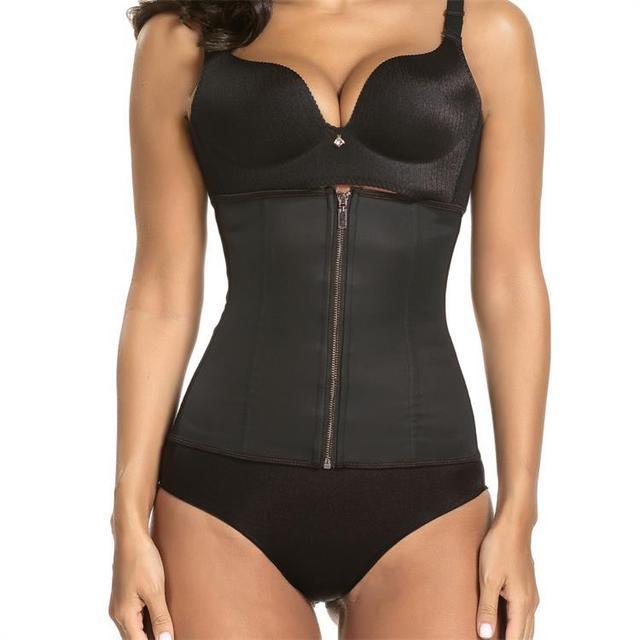 Latex Taille Trainer Zipper Corset - runwayfashionista.com