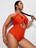 Hollowed Out Pleated One Piece Swimsuit - runwayfashionista.com