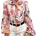 Long Sleeve Casual Lace Up Blouse - runwayfashionista.com