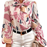 Long Sleeve Casual Lace Up Blouse - runwayfashionista.com