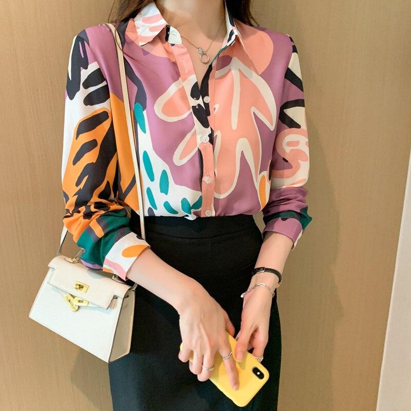 Turn Down Collar Full Sleeve Chiffon Shirts - runwayfashionista.com