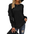 Casual Round Neck Pleated Long Sleeve Blouse - runwayfashionista.com