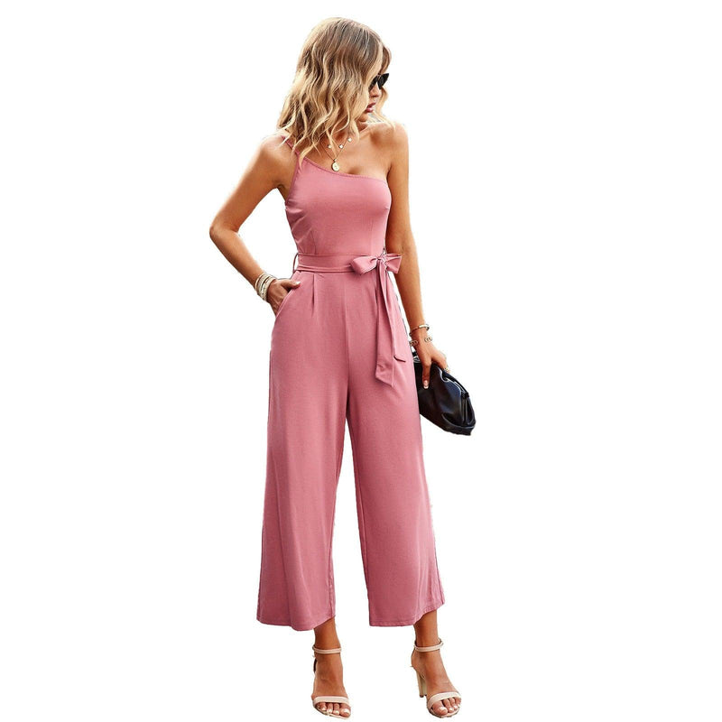 Off-shoulder strapping jumpsuit - runwayfashionista.com