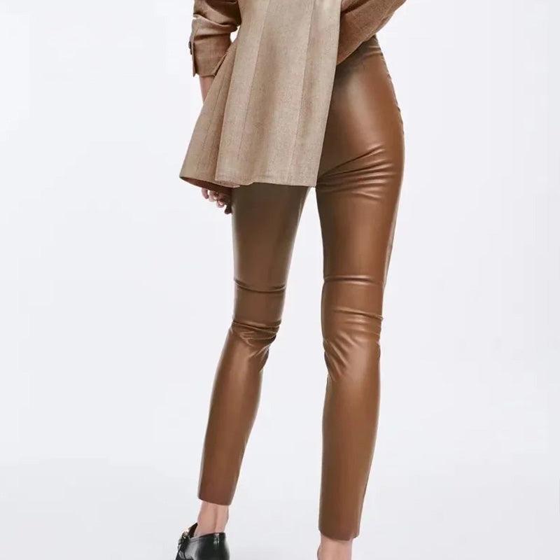 Faux Leather High Waist Pants - runwayfashionista.com