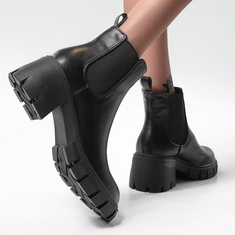 Heavy Heeled Thick Soled Martin Boots - runwayfashionista.com