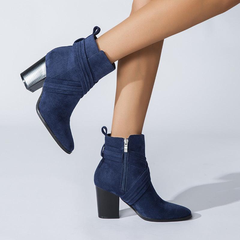 Coarse Heels Square Suede Boots - runwayfashionista.com