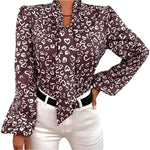 Long Sleeve Casual Lace Up Blouse - runwayfashionista.com